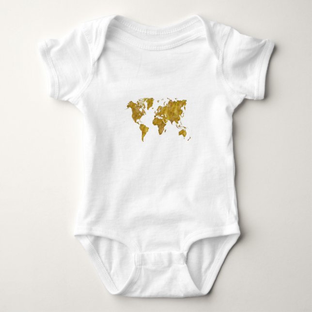 World map in watercolor baby bodysuit (Front)