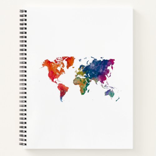 World map in watercolor notebook