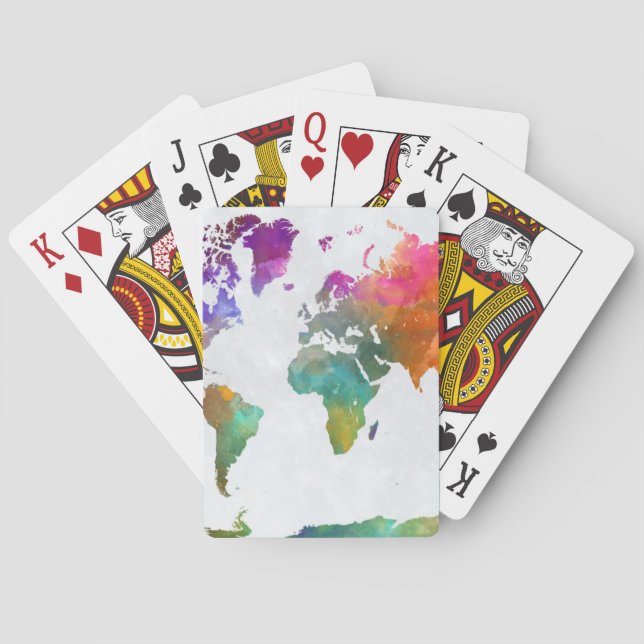 World Map In Watercolor Poker Cards (Back)