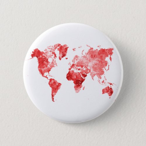 World map in watercolor Red Button
