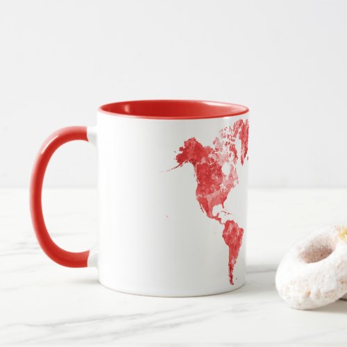 World map in watercolor Red Mug