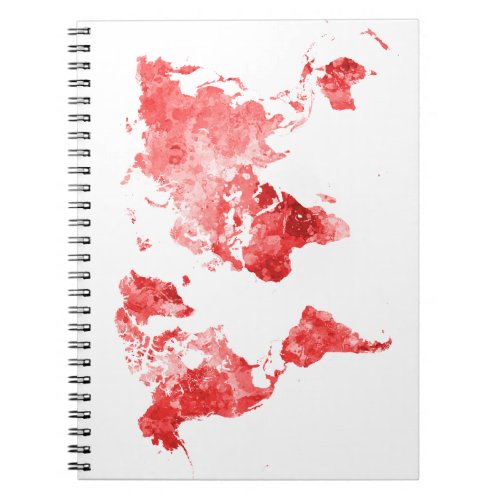 World map in watercolor Red Notebook