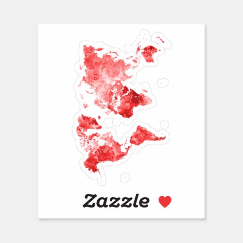 World map in watercolor Red Sticker