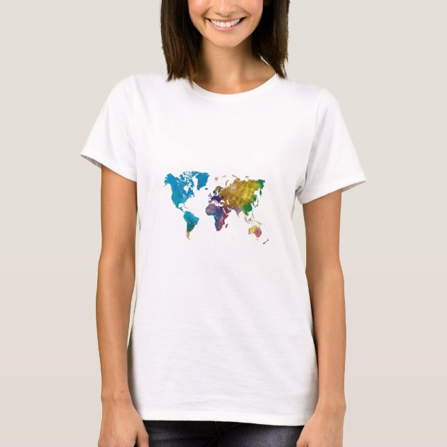 World map in watercolor T-Shirt (Front)