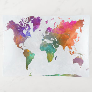 World Map In Watercolor Trinket Tray
