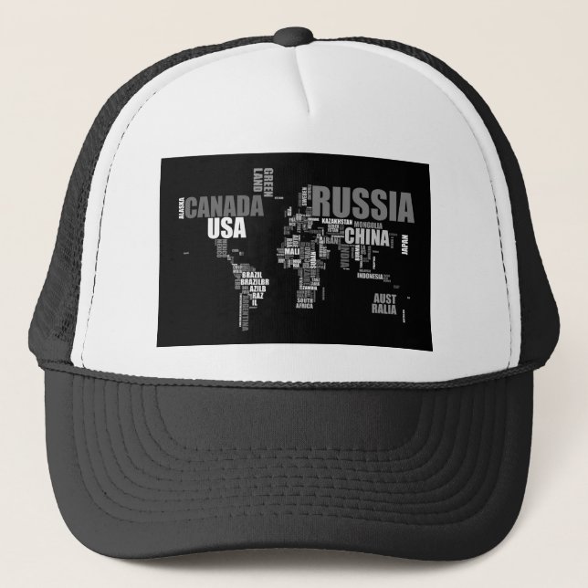 World Map in Words Trucker Hat (Front)