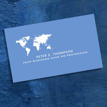 World Map International Caribbean Blue Business Card by mixedworld at Zazzle