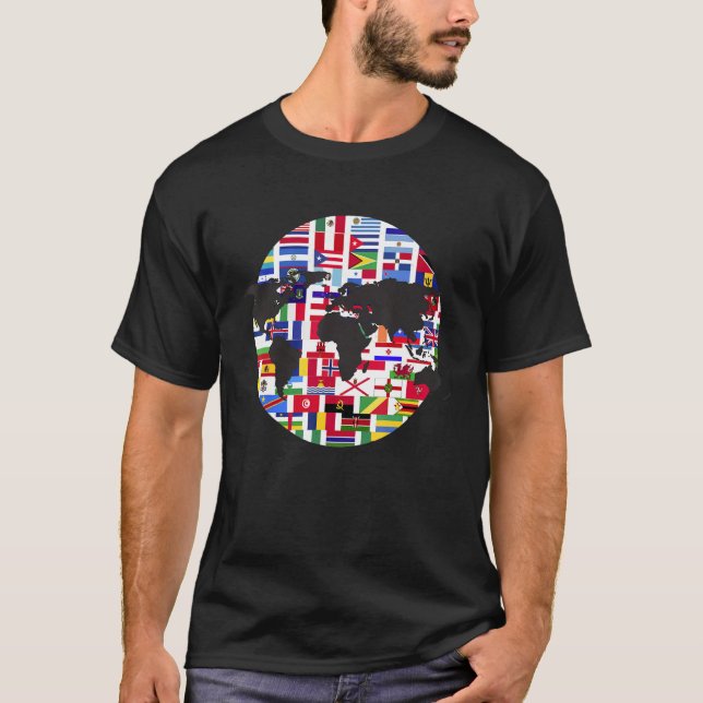 World Map International Country Flags Traveling Wo T-Shirt (Front)