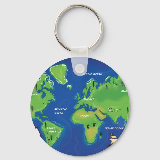 World Map Keychain (Front)
