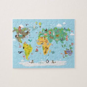 World Map Kids Cartoon Jigsaw Puzzle