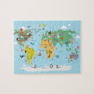 World Map Kids Cartoon Jigsaw Puzzle