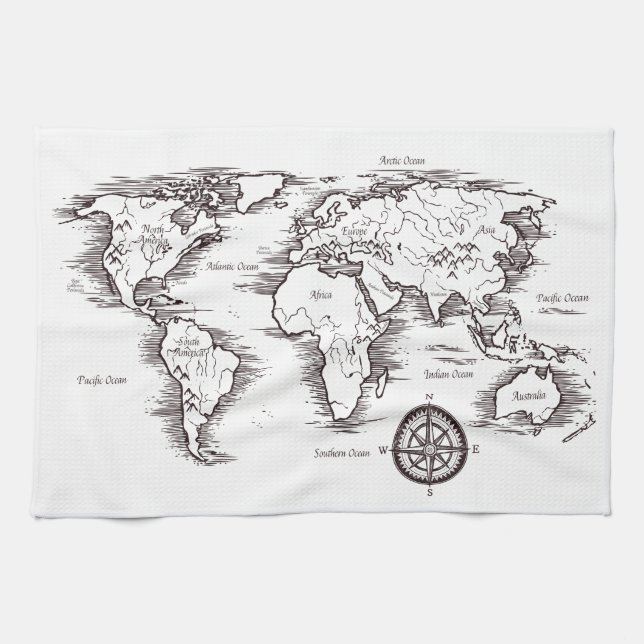 World Map Kitchen Towel (Horizontal)