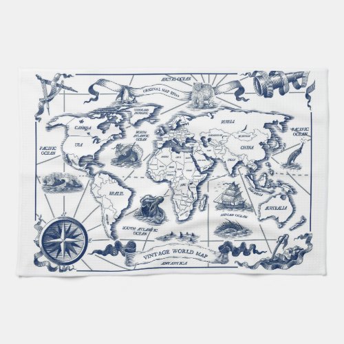 World Map Kitchen Towel