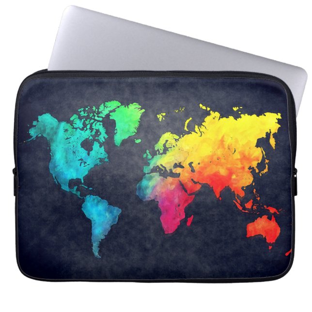world map laptop sleeve (Front)