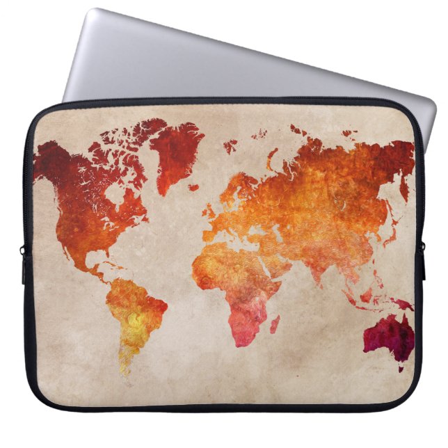 world map laptop sleeve (Front)