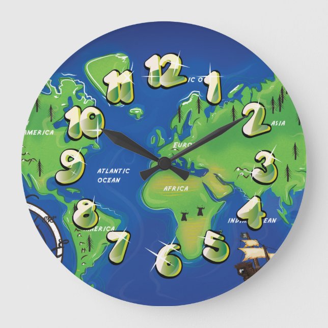 World Map Large Clock (Front)