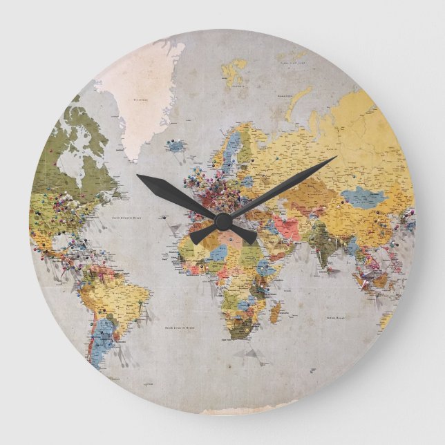 world map large clock (Front)