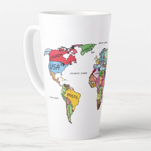 World Map Latte Mug