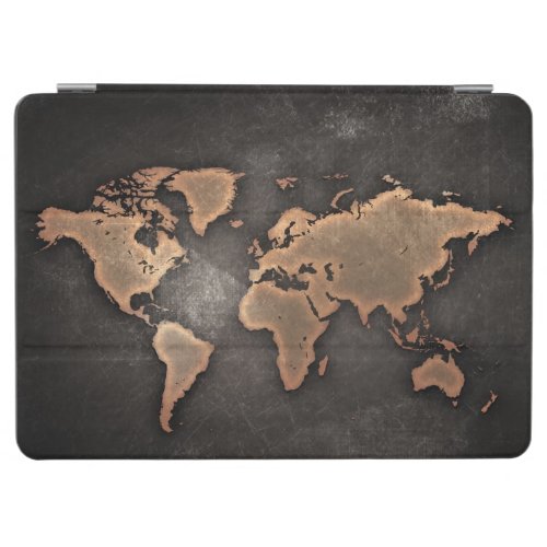 World map leather geographical brown  iPad air cover