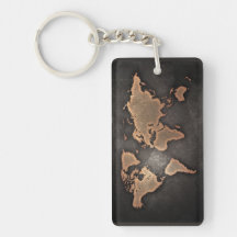 World map leather geographical brown