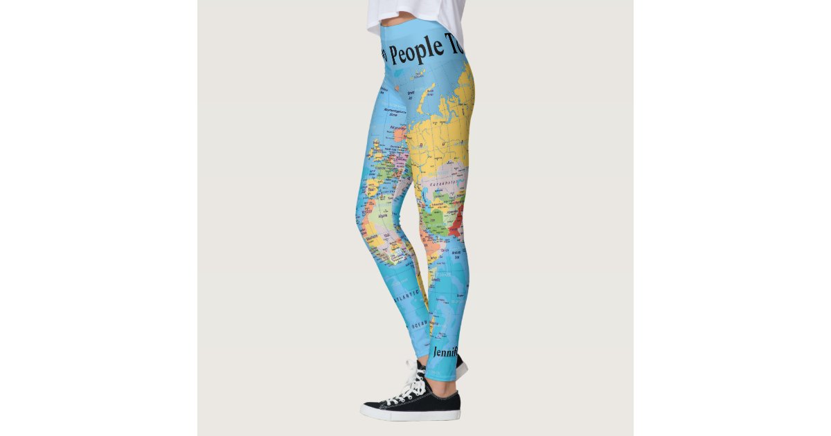 World Map Leggings YOUR NAME Yoga Pants S to XL | Zazzle.com