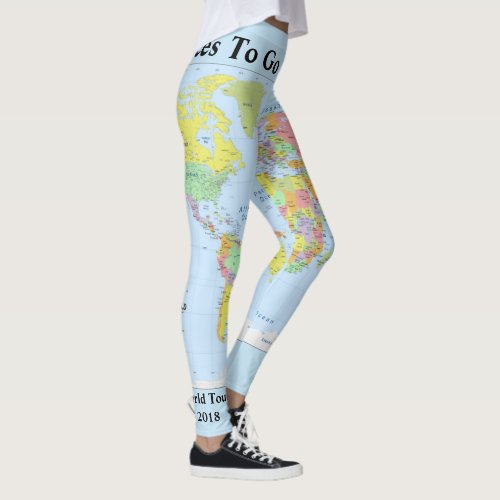 World Map Leggings YOUR NAME Yoga Pants S to XL
