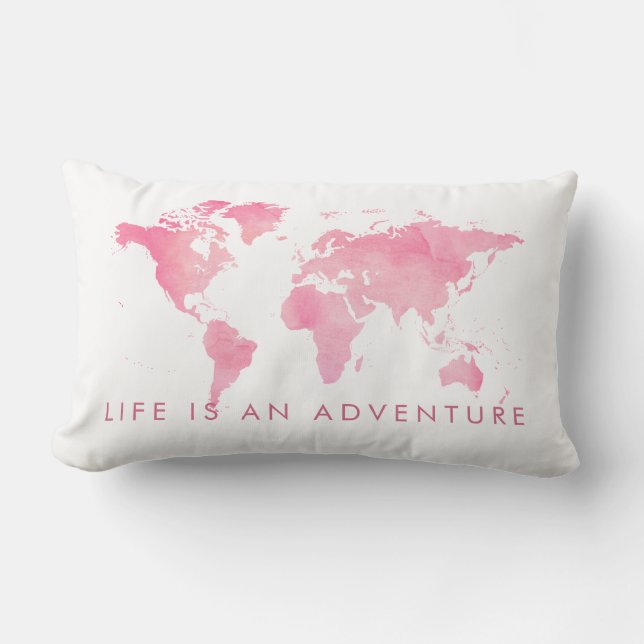 World Map Life is an Adventure Baby Kids Lumbar Pillow (Front)