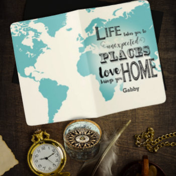 World Map Life Take You To Unexpected Places Love Passport Holder by samack at Zazzle