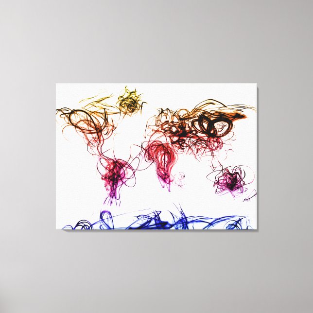 World Map Light Writing Canvas Print (Front)
