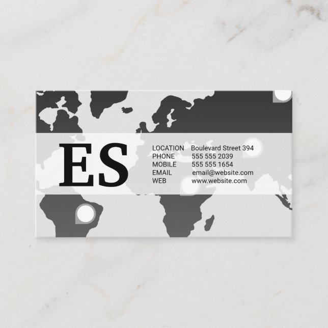 World Map | Location Markers Business Card (Front)