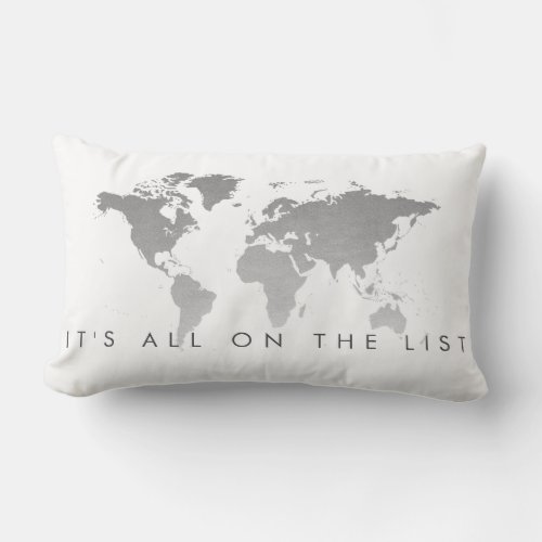 World Map Love To Travel The List Silver Lumbar Pillow