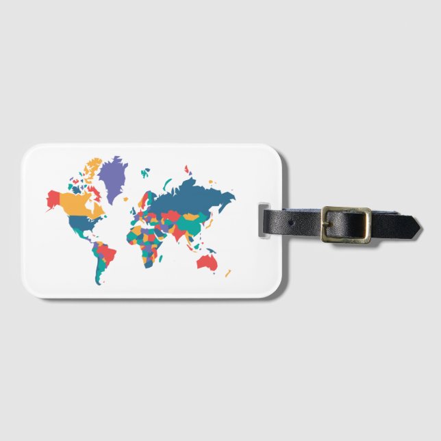 World Map Luggage Tag  (Front Horizontal)