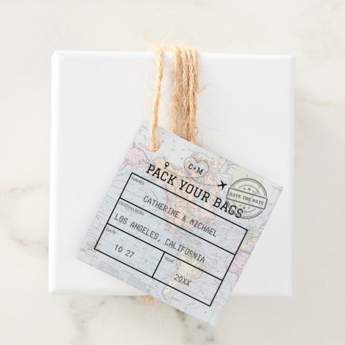 World Map Luggage Tag Save The Date