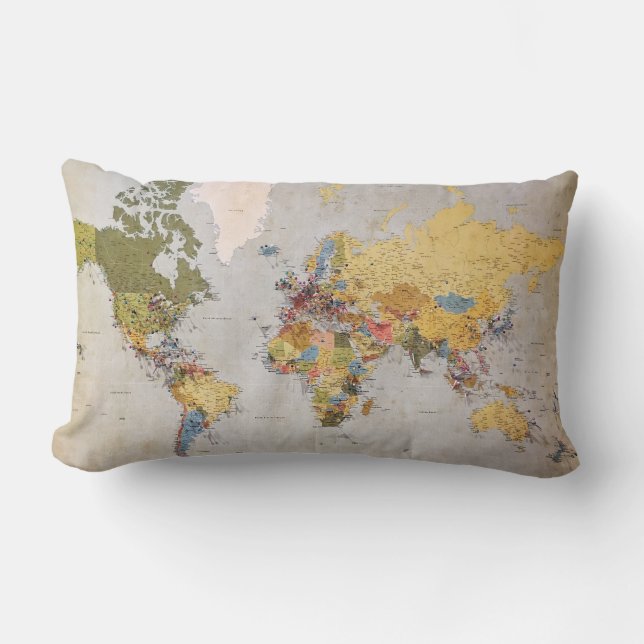 world map lumbar pillow (Front)
