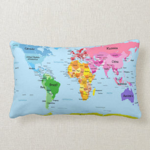 World Map Lumbar Pillow