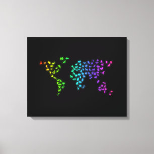 World map made of animals canvas print
