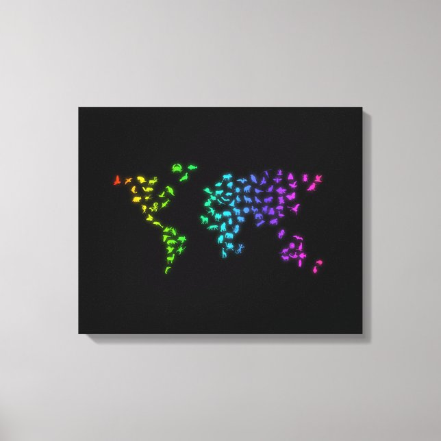 World map made of animals canvas print (Front)