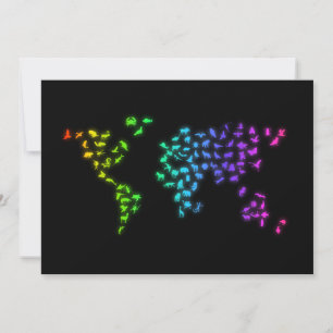 World map made of animals invitation