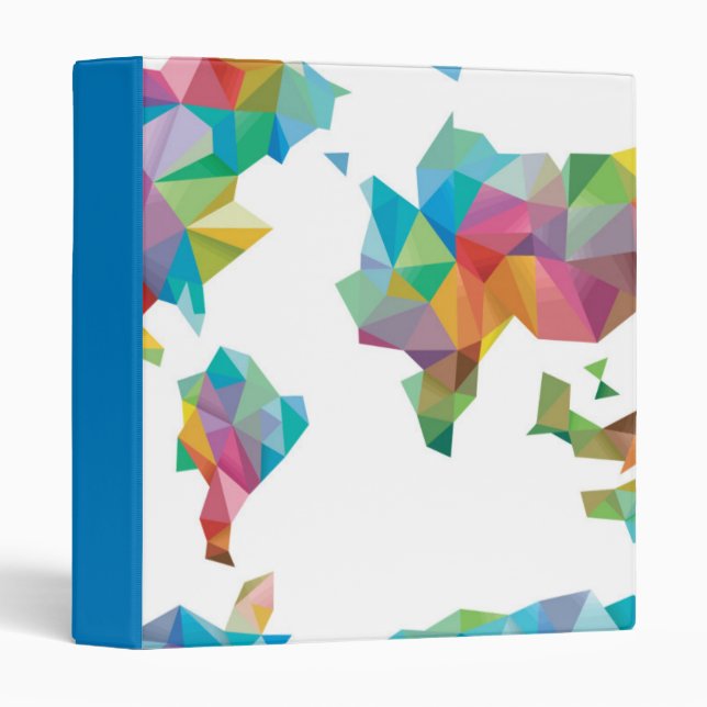 World Map Made of Geometric Shapes 3 Ring Binder (Front/Spine)