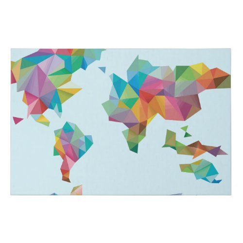World Map Made of Geometric Shapes Faux Canvas Print
