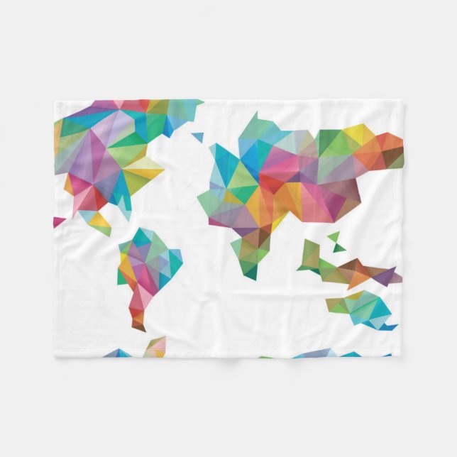 World Map Made of Geometric Shapes Fleece Blanket (Front (Horizontal))
