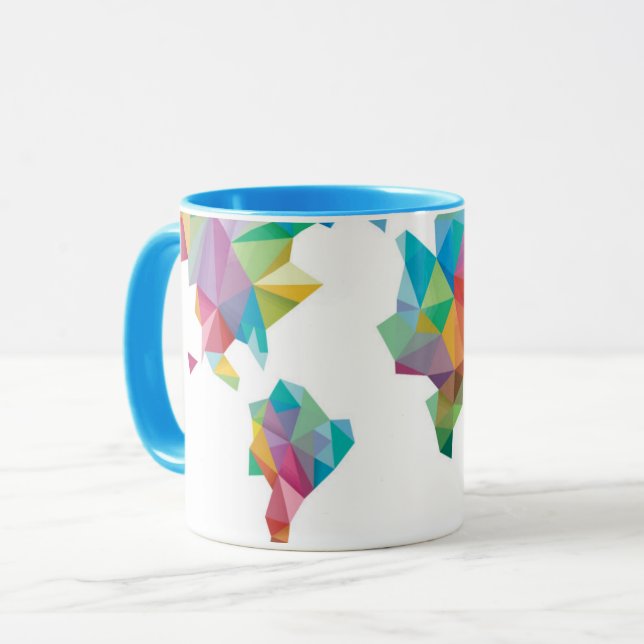 World Map Made of Geometric Shapes Mug (Front Left)