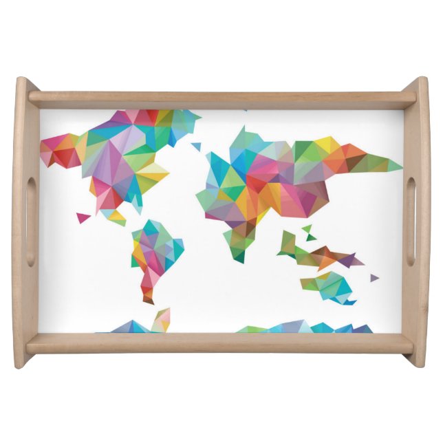 World Map Made of Geometric Shapes Serving Tray (Front)
