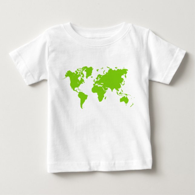 World Map - Martian Green Baby T-Shirt (Front)