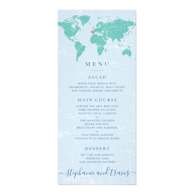 World Map Menu Card - All colors are editable (Front)