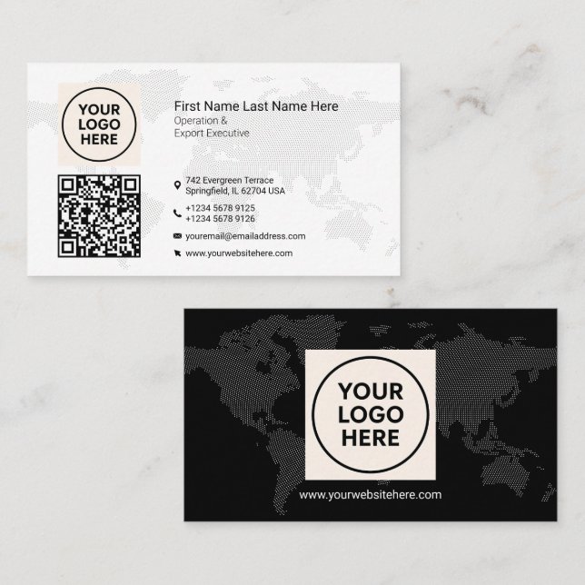 World Map Modern Corporate Business Card (Front/Back)