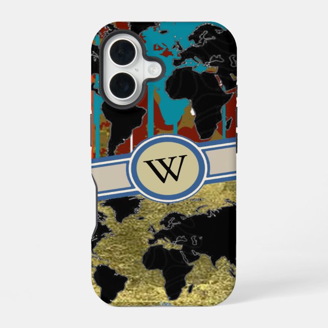 World Map monogram Iphone Case (Back)