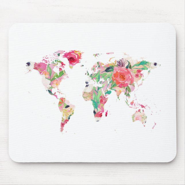 World Map Mouse Pad, Pink Mouse Pad (Front)
