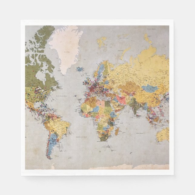 world map napkins (Front)