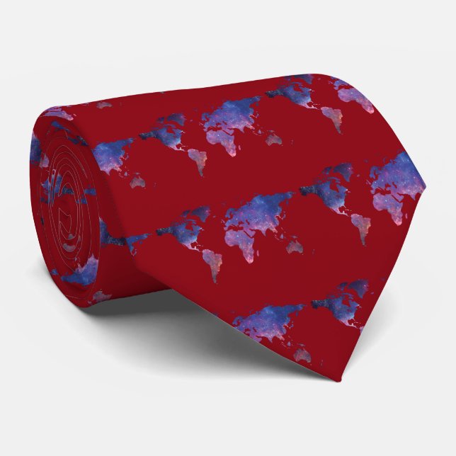 World Map Neck Tie (Rolled)